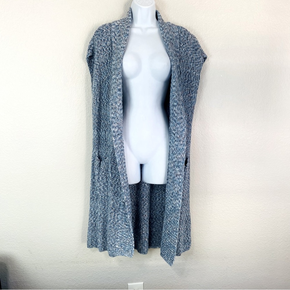 CAbi Light Blue Long Open-Knit Cardigan Vest - Picture 2 of 8